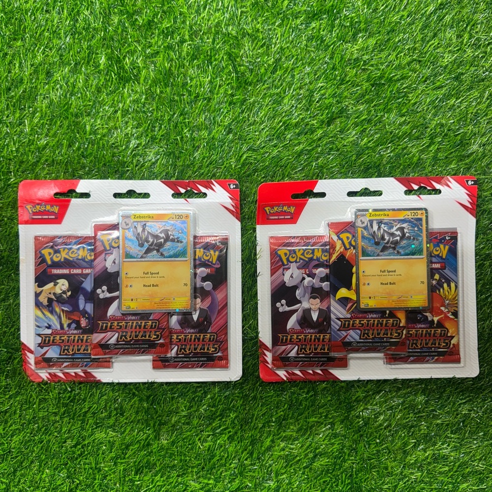 2x 2025 Pokemon Scarlet & Violet ‘Zebstrika Destined Rivals 3 Pack Blister Pack’